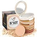 5 Color Kit - 5 In 1 Compact Face Powder - Face Loose Finishing FacePowder Makeup
